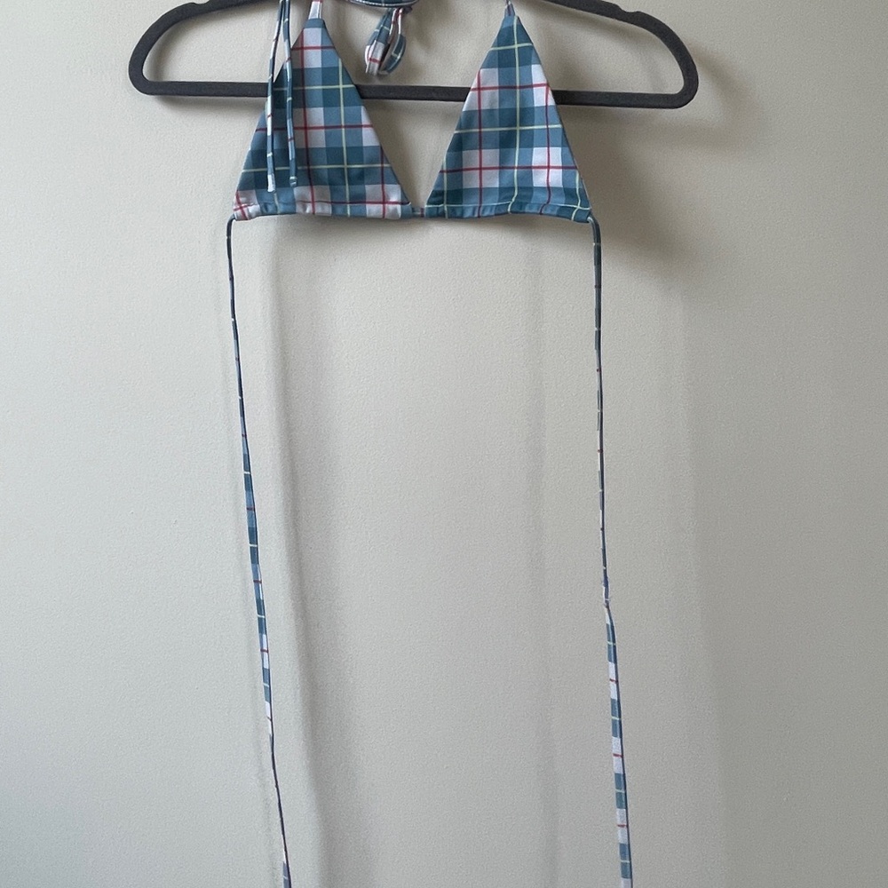 Fashion Brand Company Plaid Triangle Bikini Top